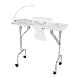 Folding Manicure Nail Table with Electric Dust Collector-White