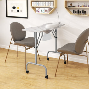 Folding Manicure Nail Table with Electric Dust Collector-White view 2