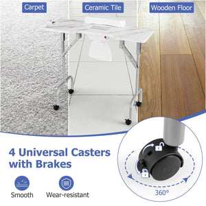 Folding Manicure Nail Table with Electric Dust Collector-White view 7