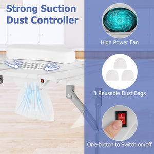 Folding Manicure Nail Table with Electric Dust Collector-White view 9