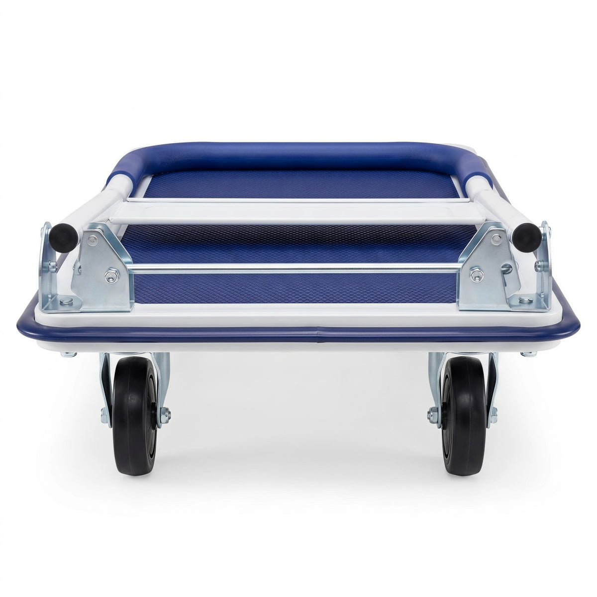 Folding Platform Hand Truck with 4 Wheels & Collapsible Bed for Moving Warehouse-Blue view 4