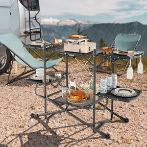 Folding Portable Outdoor Cook Station with Heat-Resistant Aluminum Tabletop view 2