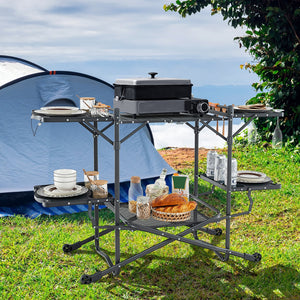Folding Portable Outdoor Cook Station with Heat-Resistant Aluminum Tabletop view 3