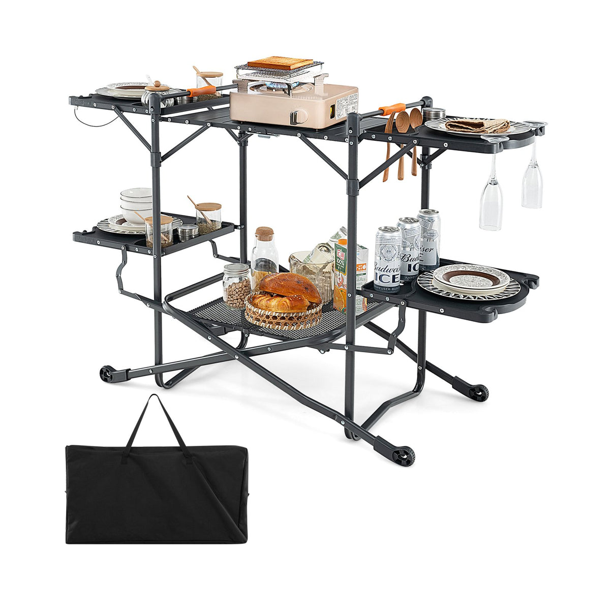 Folding Portable Outdoor Cook Station with Heat-Resistant Aluminum Tabletop view 4