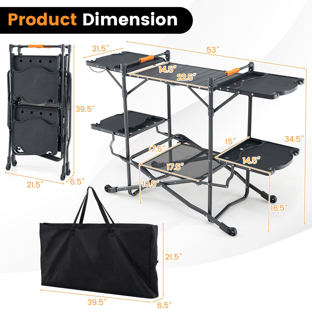 Folding Portable Outdoor Cook Station with Heat-Resistant Aluminum Tabletop view 5
