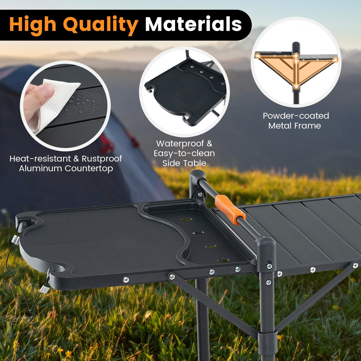 Folding Portable Outdoor Cook Station with Heat-Resistant Aluminum Tabletop view 6