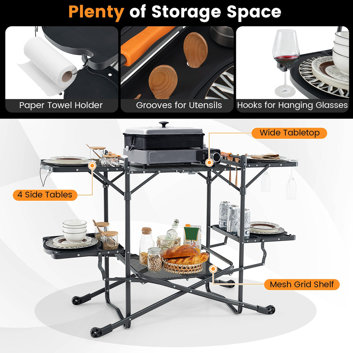 Folding Portable Outdoor Cook Station with Heat-Resistant Aluminum Tabletop view 8