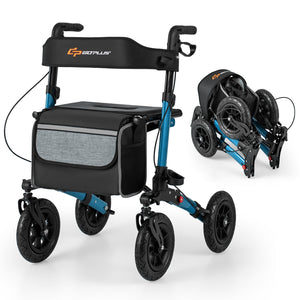 Folding Rollator Walker for Seniors with Seat for All Terrain-Navy view 3