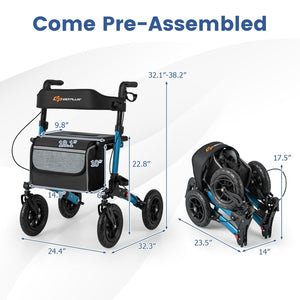 Folding Rollator Walker for Seniors with Seat for All Terrain-Navy view 4