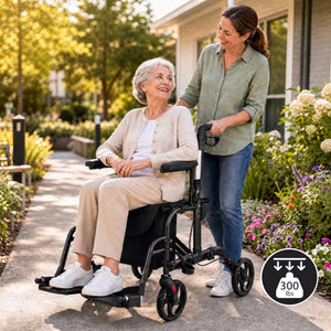 Folding Rollator Walker with Seat and Wheels Supports up to 300 lbs-Black view 4
