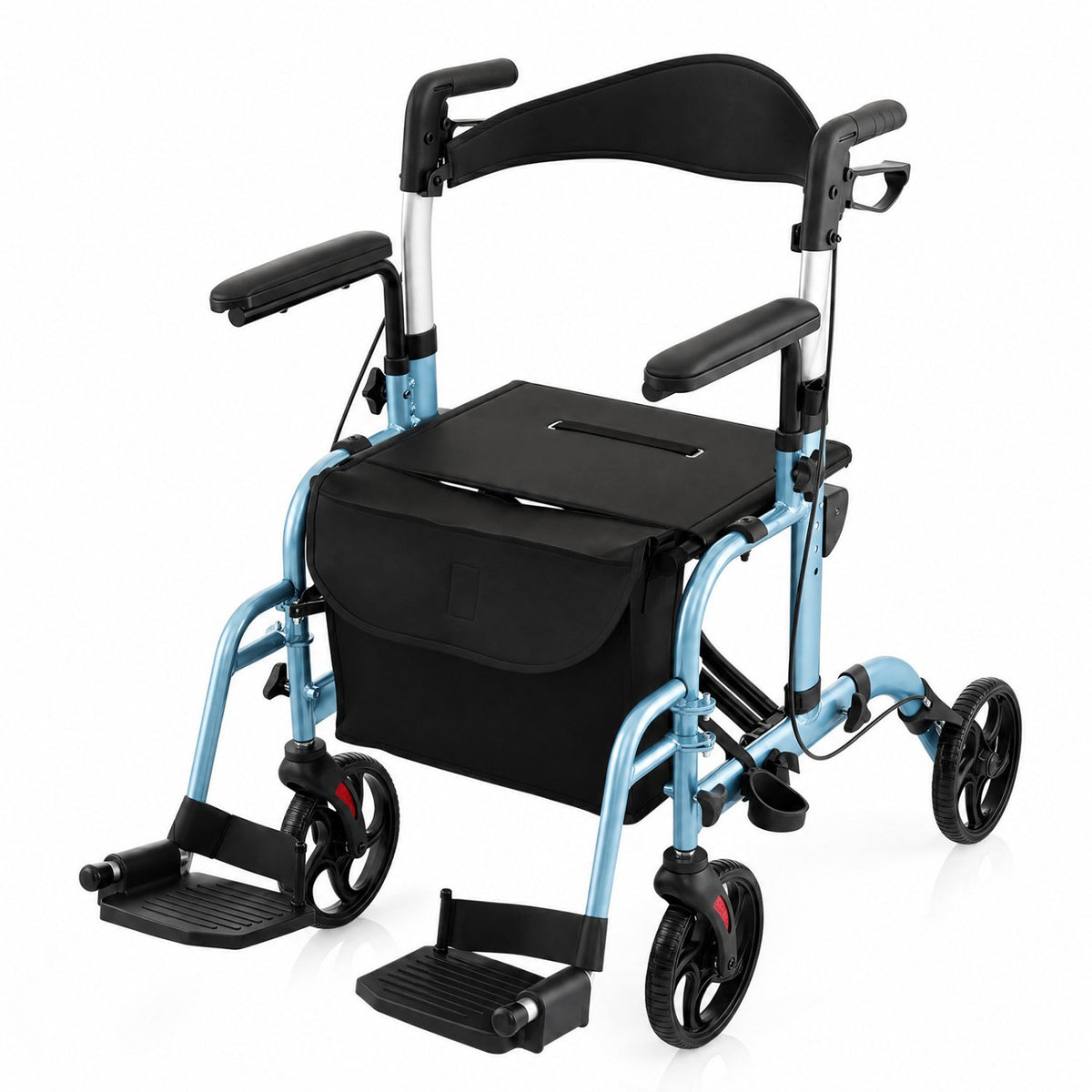 Folding Rollator Walker with Seat and Wheels Supports up to 300 lbs-Navy