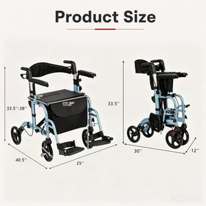 Folding Rollator Walker with Seat and Wheels Supports up to 300 lbs-Navy view 3