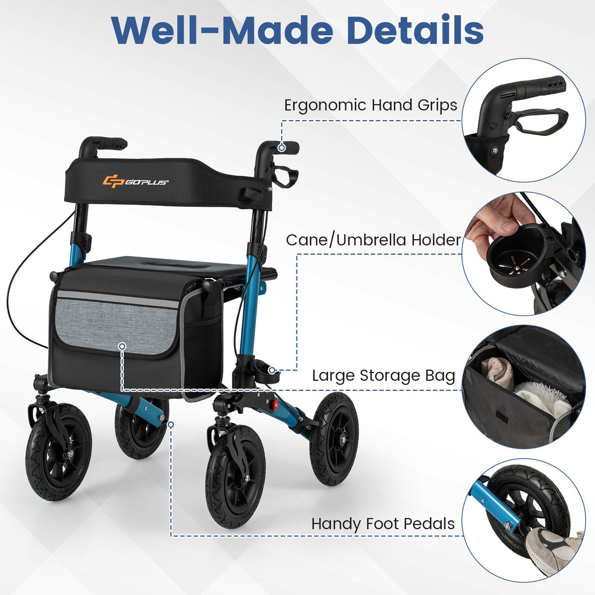 Folding Rollator Walker with Seat for All Terrain seniors view 5