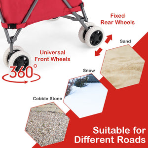 Folding Shopping Utility Cart with Water-Resistant Removable Canvas Bag-Red view 6