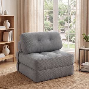 Folding Sofa Bed with Pillow and Back Support for Living Room-Gray view 2