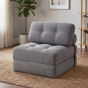 Folding Sofa Bed with Pillow and Back Support for Living Room-Gray view 3