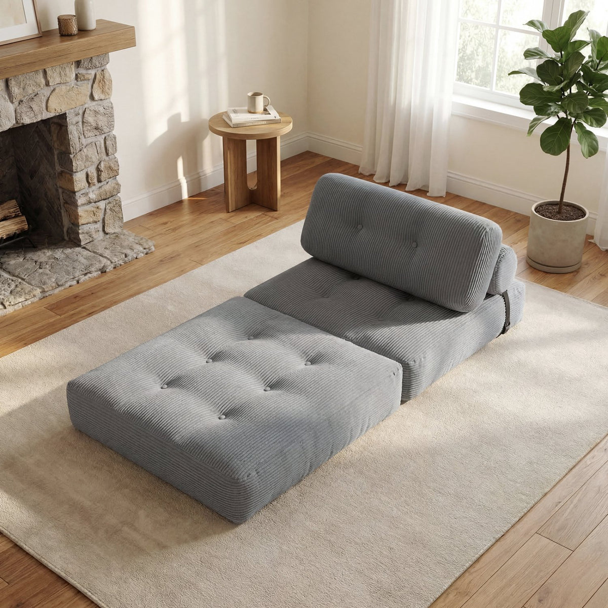 Folding Sofa Bed with Pillow and Back Support for Living Room-Gray view 5