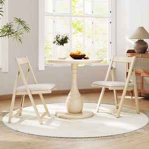Folding Upholstered Dining Chair Set of 4 with Curved Backrest-Beige view 3