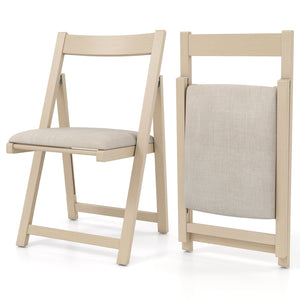 Folding Upholstered Dining Chair Set of 4 with Curved Backrest-Beige view 4