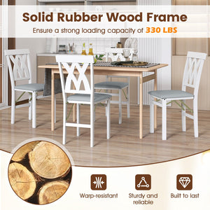 Folding Wooden Dining Chair Set of 2 Faux Leather Upholstered Kitchen Armless Chairs-White view 7