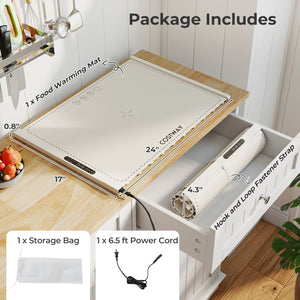 Food Warming Mat Rollable and Portable Electric Warming Tray with Fasting Heating-Beige view 4