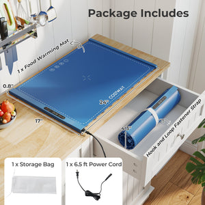 Food Warming Mat Rollable and Portable Electric Warming Tray with Fasting Heating-Blue view 4