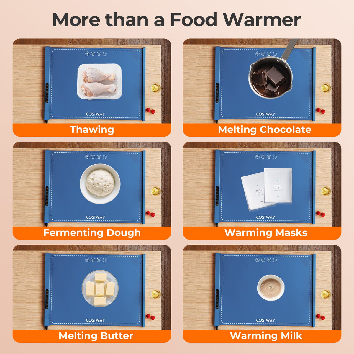 Food Warming Mat Rollable and Portable Electric Warming Tray with Fasting Heating-Blue view 7