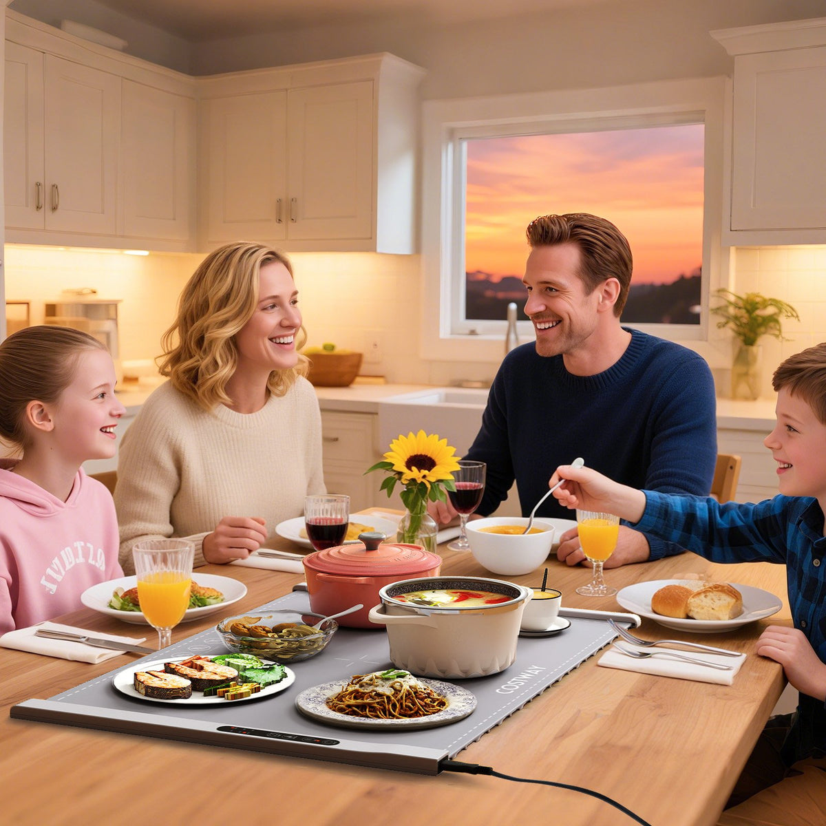 Food Warming Mat Rollable and Portable Electric Warming Tray with Fasting Heating-Gray view 2