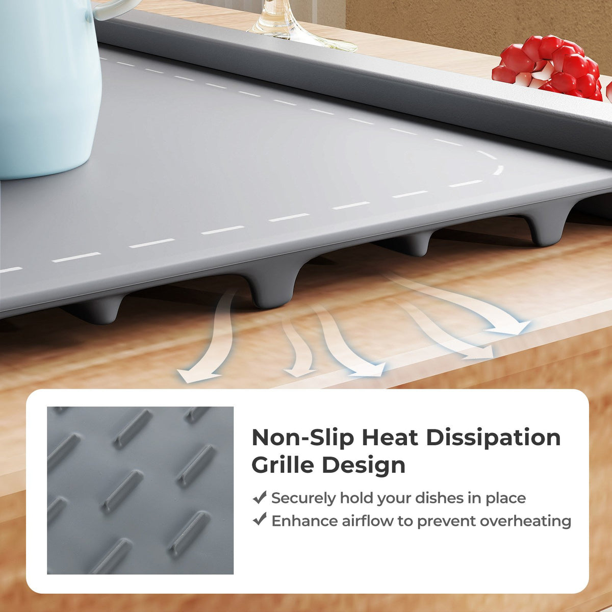 Food Warming Mat Rollable and Portable Electric Warming Tray with Fasting Heating-Gray view 6