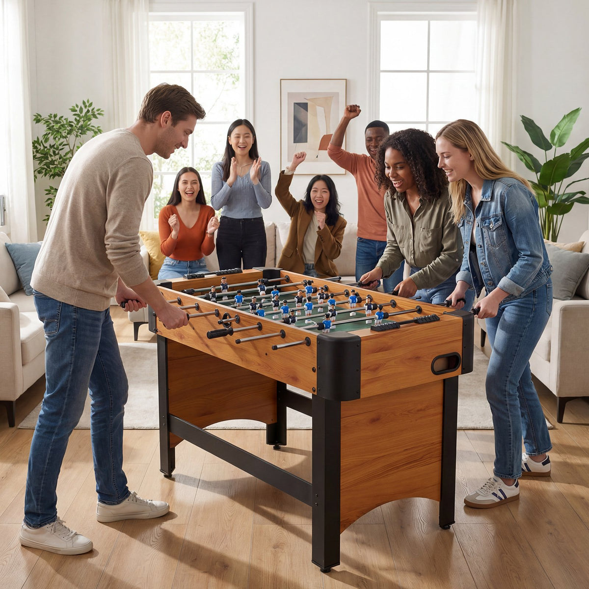Foosball Table Competition Full Size Soccer Game Table with 22 Players-Natural view 2