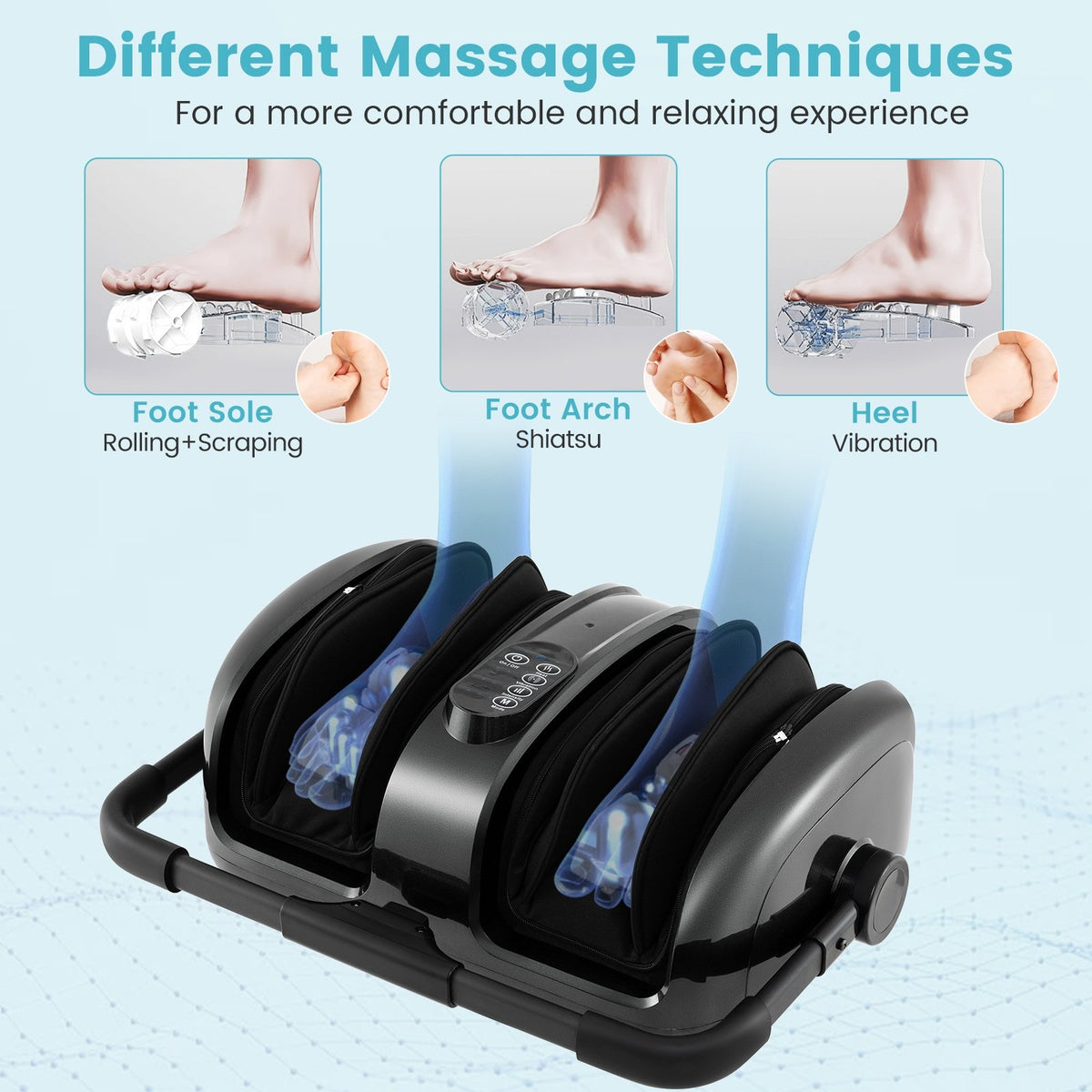 Foot and Calf Massager with Heat for Blood Circulation Pain Relief-Gray view 4