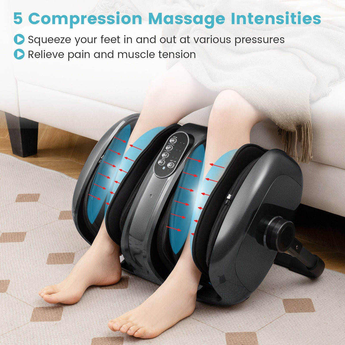 Foot and Calf Massager with Heat for Blood Circulation Pain Relief-Gray view 5