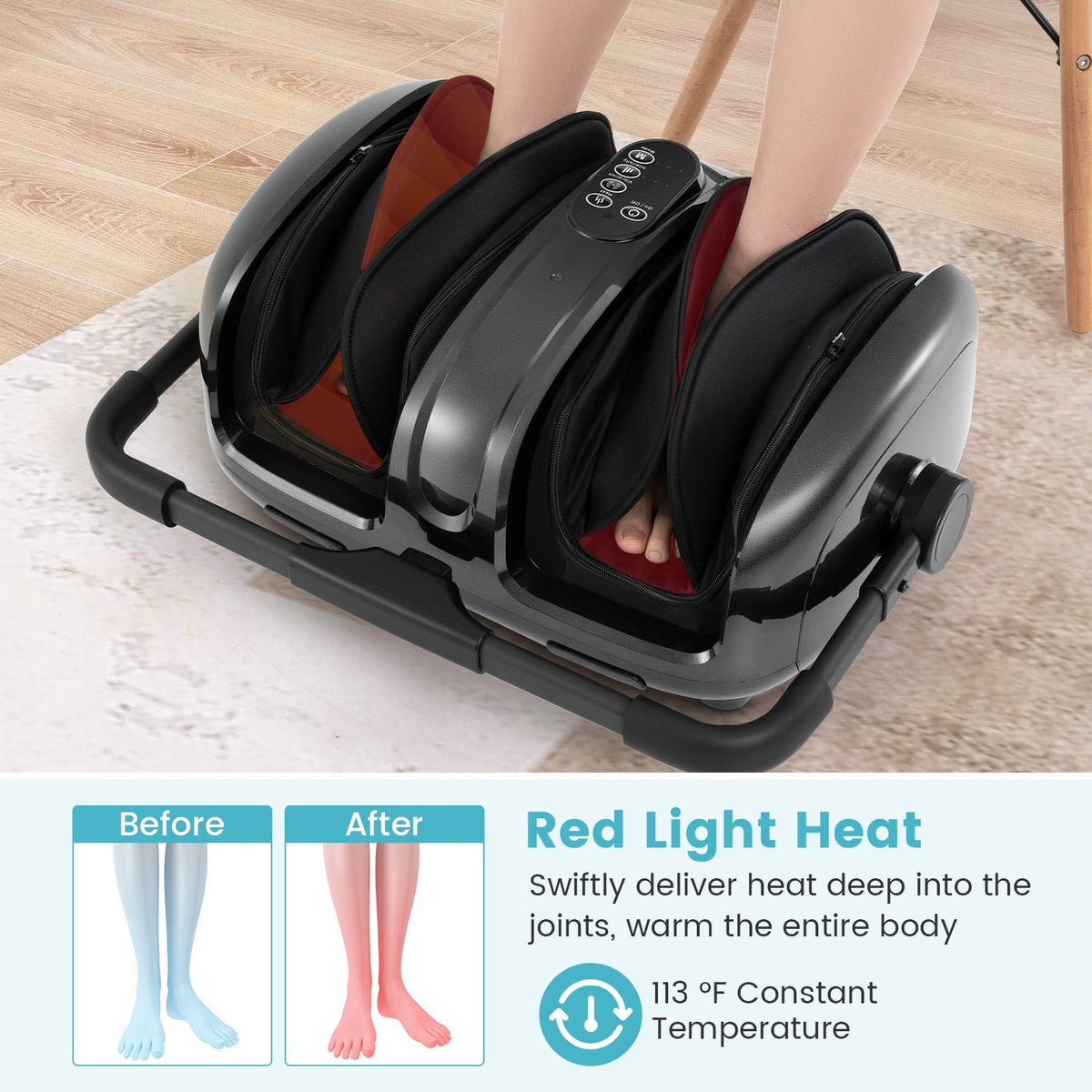 Foot and Calf Massager with Heat for Blood Circulation Pain Relief-Gray view 6