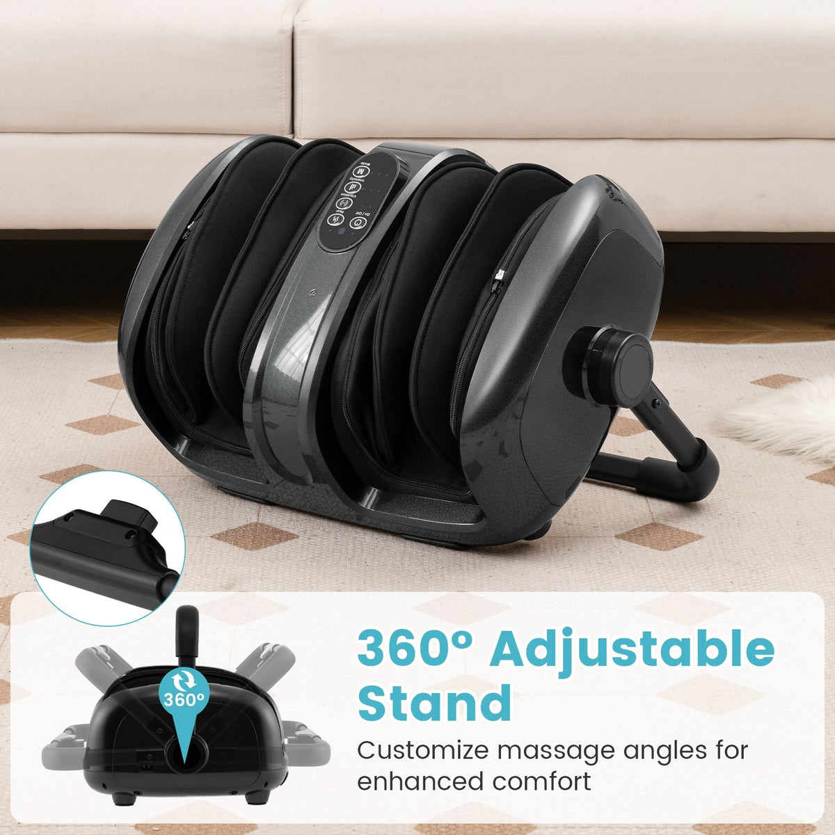 Foot and Calf Massager with Heat for Blood Circulation Pain Relief-Gray view 8