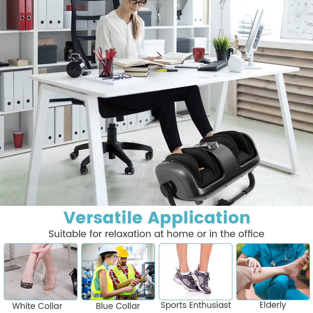 Foot and Calf Massager with Heat for Blood Circulation Pain Relief-Gray view 9