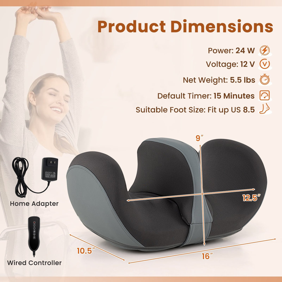 Foot and Calf Massager with Heat Gift for Women Men Mom Dad-Gray view 5