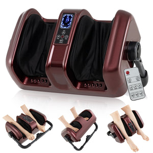 Foot and Calf Massager with Heat Shiatsu Deep Kneading Rolling Smart Electric Leg Massager-Red view 3