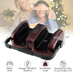 Foot and Calf Massager with Heat Shiatsu Deep Kneading Rolling Smart Electric Leg Massager-Red view 4