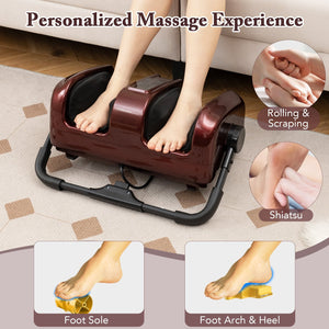 Foot and Calf Massager with Heat Shiatsu Deep Kneading Rolling Smart Electric Leg Massager-Red view 7
