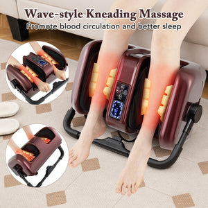 Foot and Calf Massager with Heat Shiatsu Deep Kneading Rolling Smart Electric Leg Massager-Red view 9