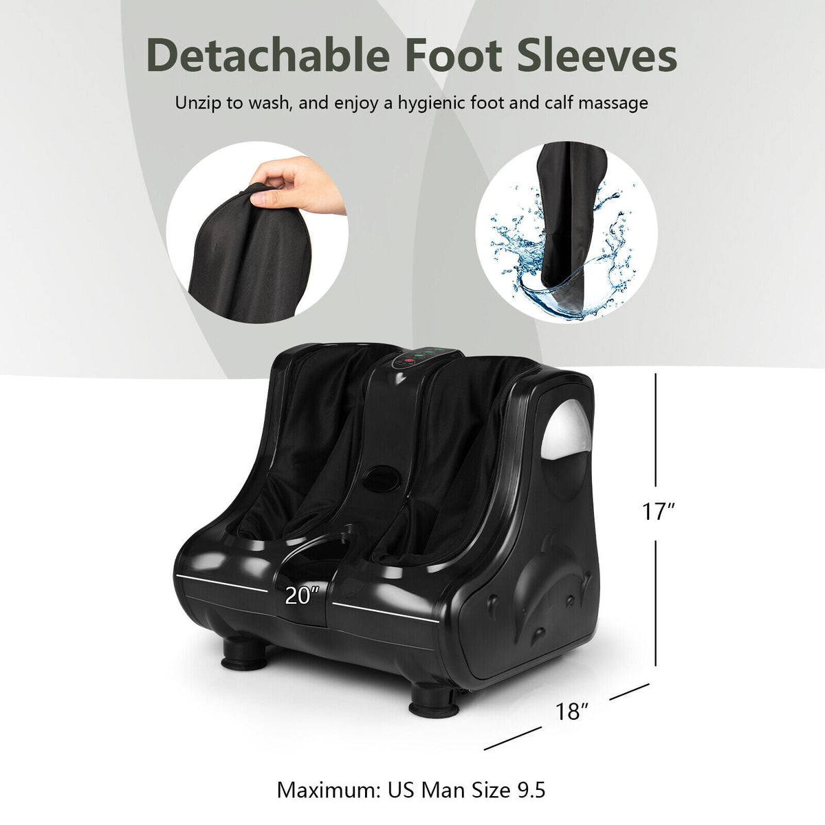 Foot and Calf Massager with Heat Vibration Deep Kneading and Shiatsu-Black view 5