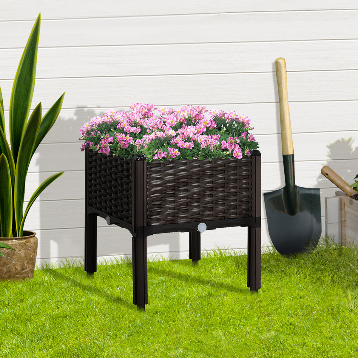 1 Piece Raised Garden Bed PP Raised Flower Bed Vegetable Herb Grow Box Stand Brown – view 7