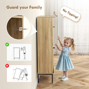 Narrow Shoe Storage Cabinet with Flip Drawers, Shoe Cabinet with Adjustable Shelves, Sliding Drawer, Holds 8 Pairs, Oak