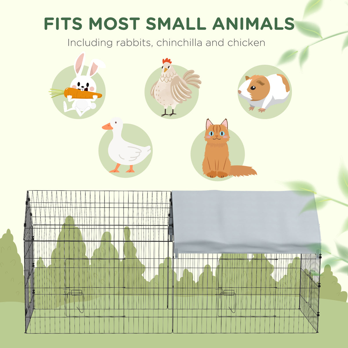 73" Small Animal Cage with Roof, Indoor/Outdoor Use,  for Chicken, Rabbits, Chinchillas