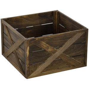 24" Farmhouse Christmas Tree Base Cover Wooden Christmas Tree Collar Box Home Decoration Dark Distressed Wood Finish