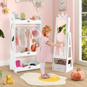 Free-Standing Full Length Kids Jewelry Armoire Cabinet with Storage Capacity-White view 3