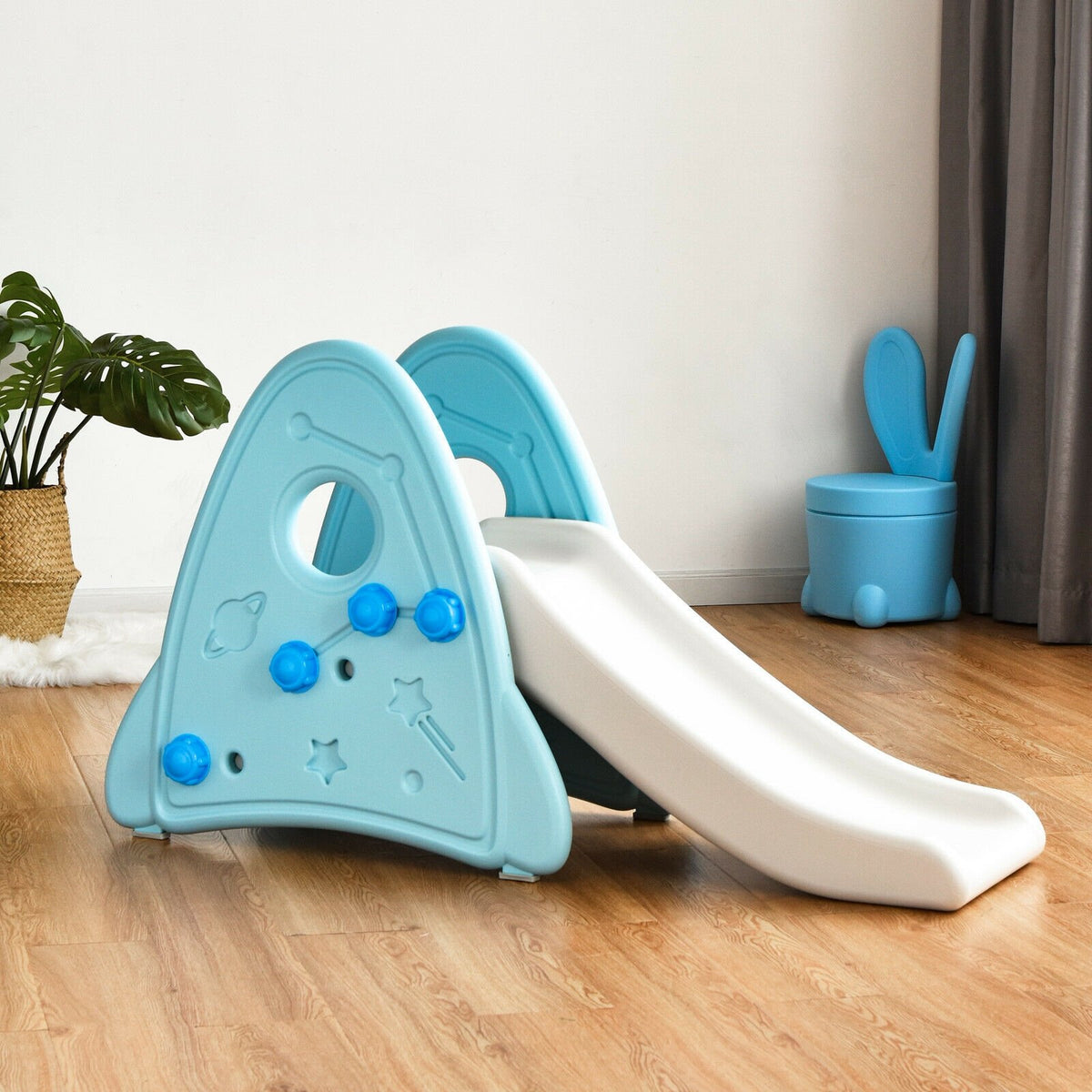 Freestanding Baby Slide Indoor First Play Climber Slide Set for Boys Girls-Blue view 2