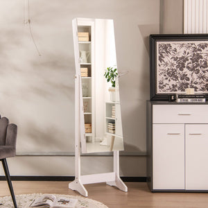 Freestanding Jewelry Cabinet with Full Length Mirror and LED Lights-White view 3