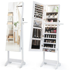 Freestanding Jewelry Cabinet with Full Length Mirror and LED Lights-White view 4