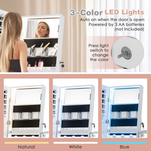 Freestanding Jewelry Cabinet with Full Length Mirror and LED Lights-White view 7